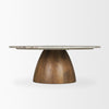 Allyson Round Brown Pedestal w/Savar Pink Marble Top Coffee Table