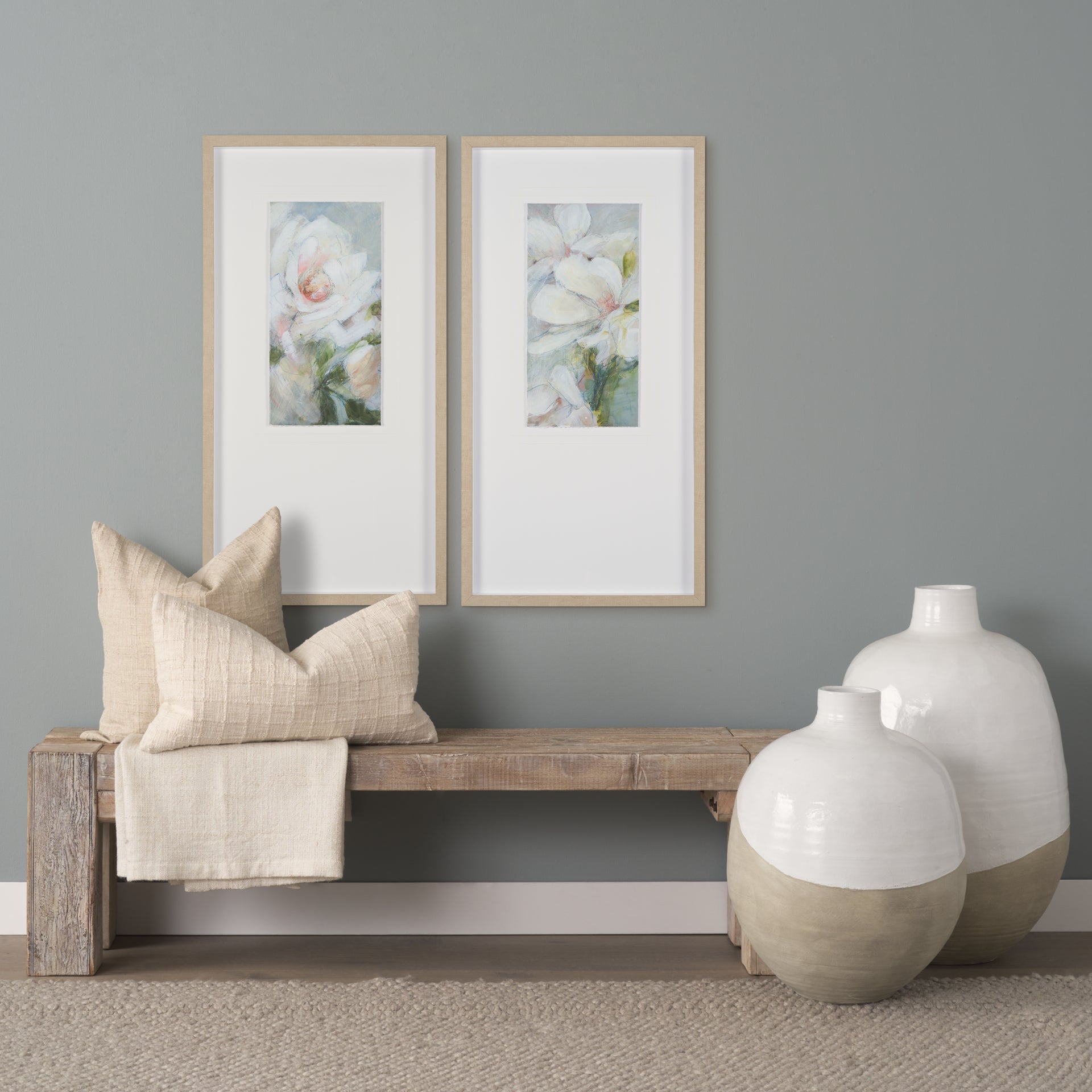 McArthur 70 inch whitewash reclaimed wood bench with thick rustic legs