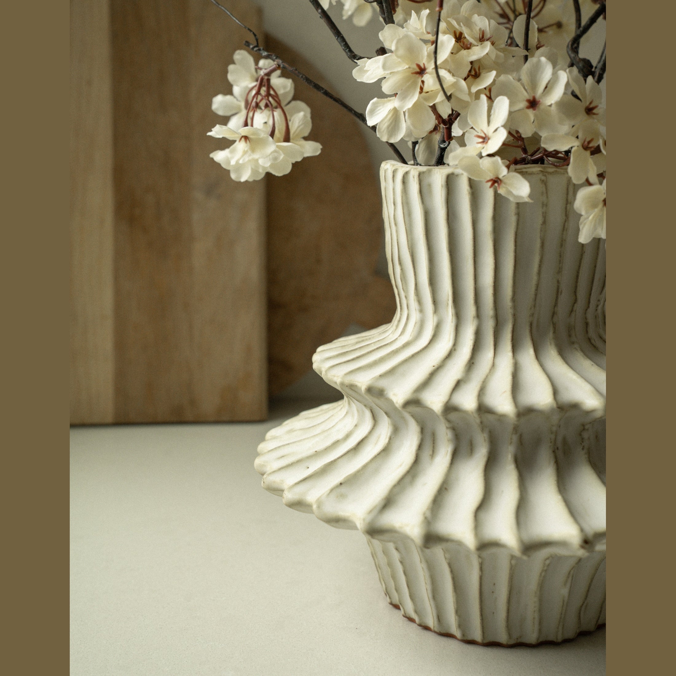 Stria Stoneware Layered Vase