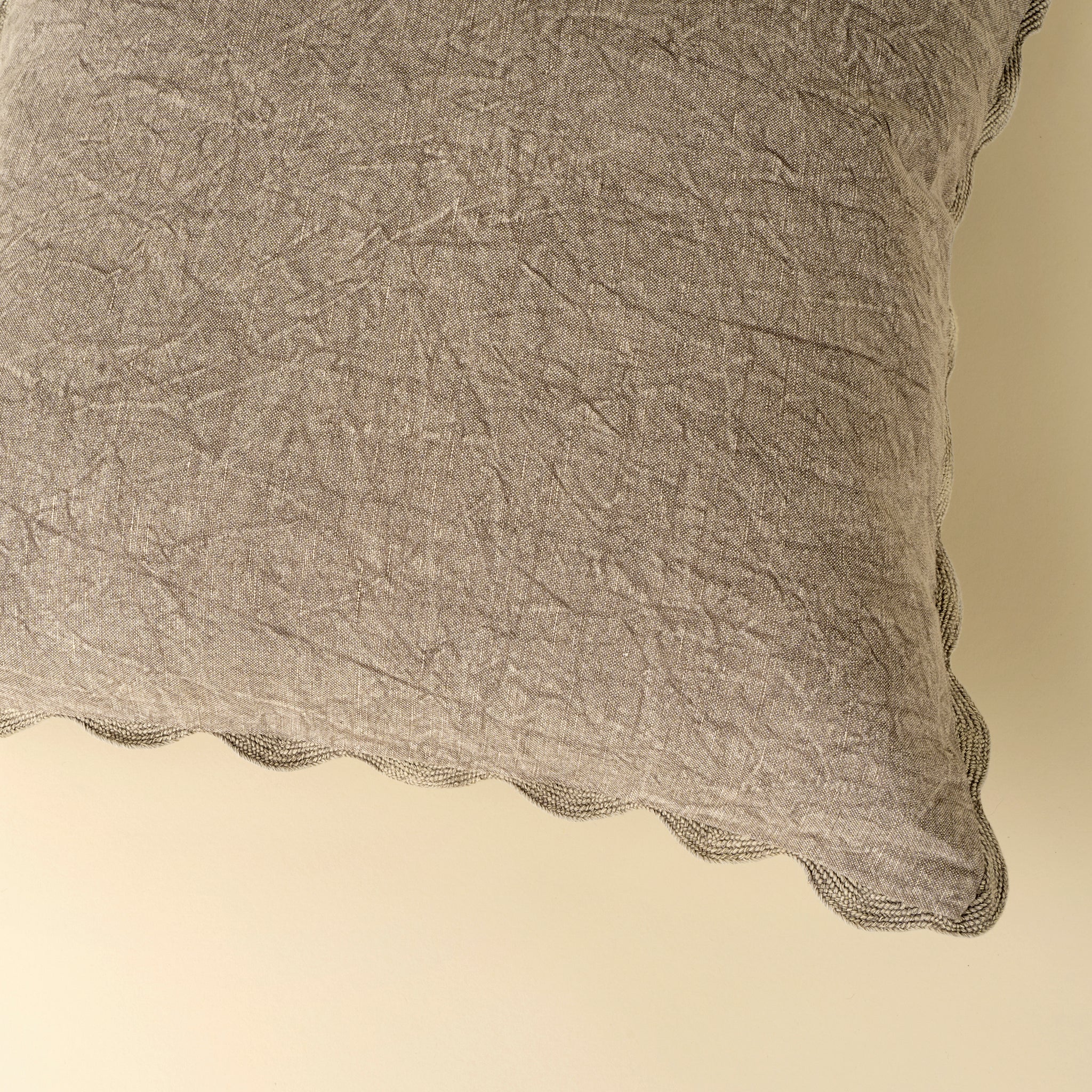 Scalloped Edge Pillow, Silver Grey Cover with Filler-thumbmail-2