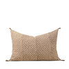 Block Print Check Linen Pillow, Brown 16x24