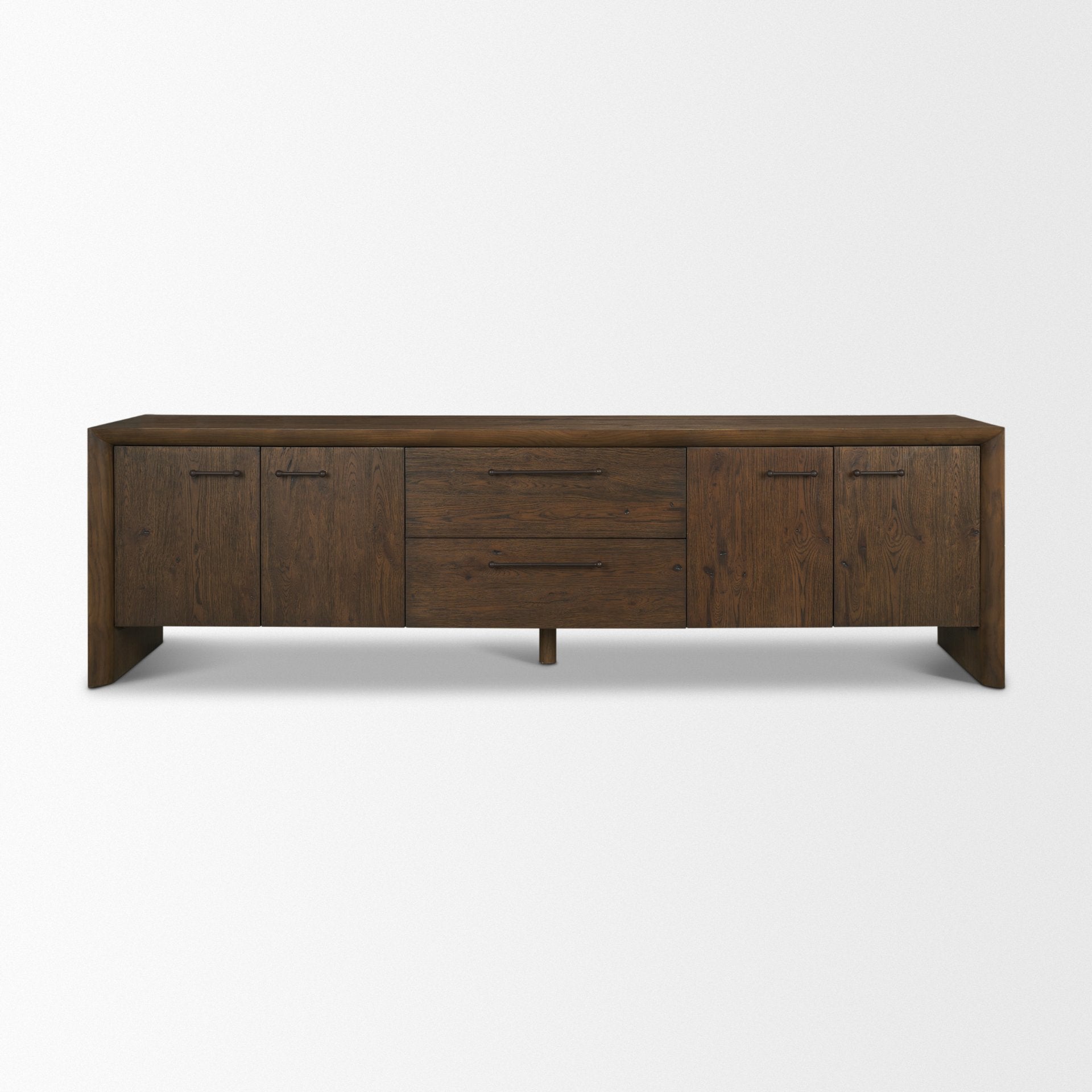 Dark Brown Oak Wood Media Console
