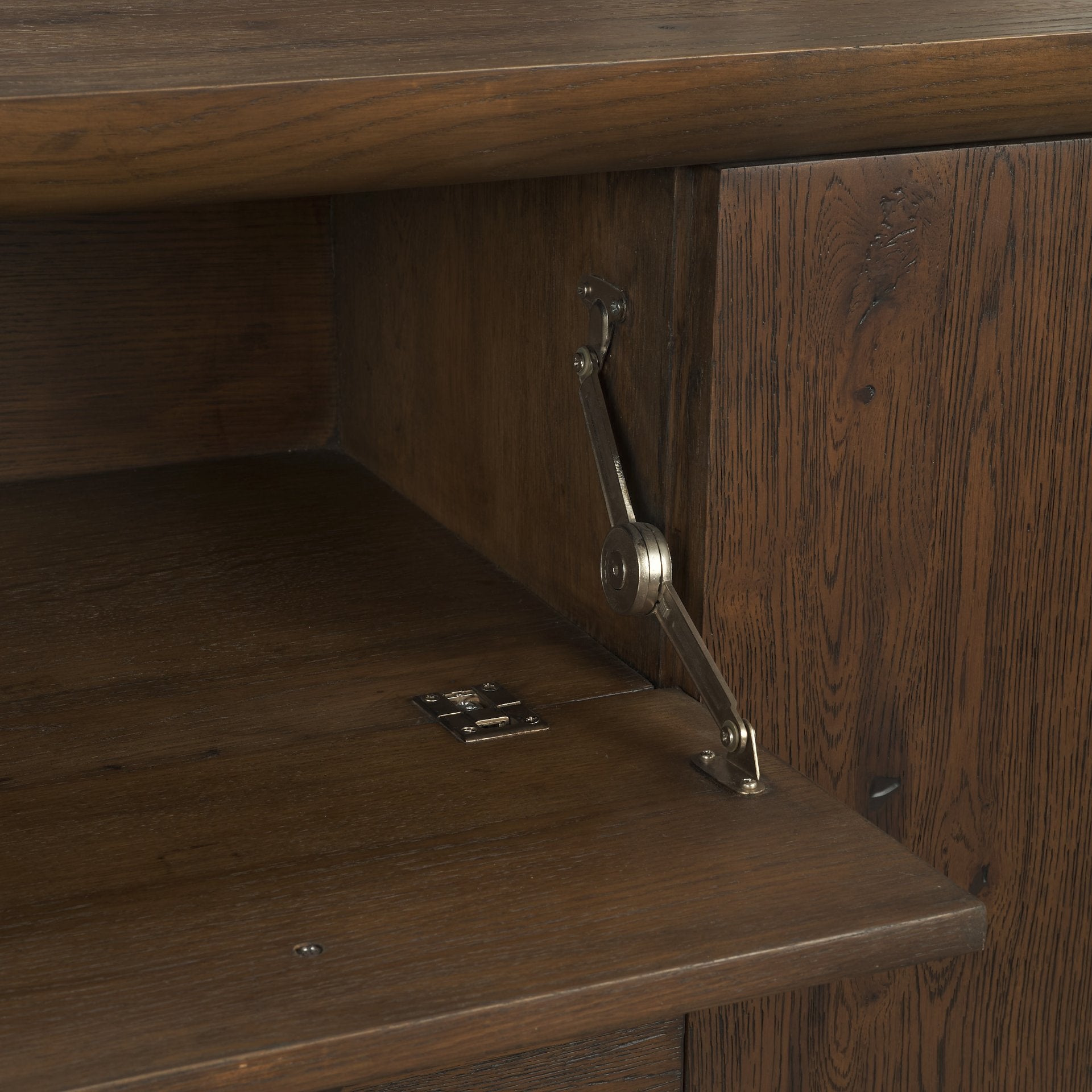 pull-down cabinet front for cable access