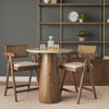 Allyson 32" Round Medium Brown Wood w/Savar Pink Marble Top Bistro Table
