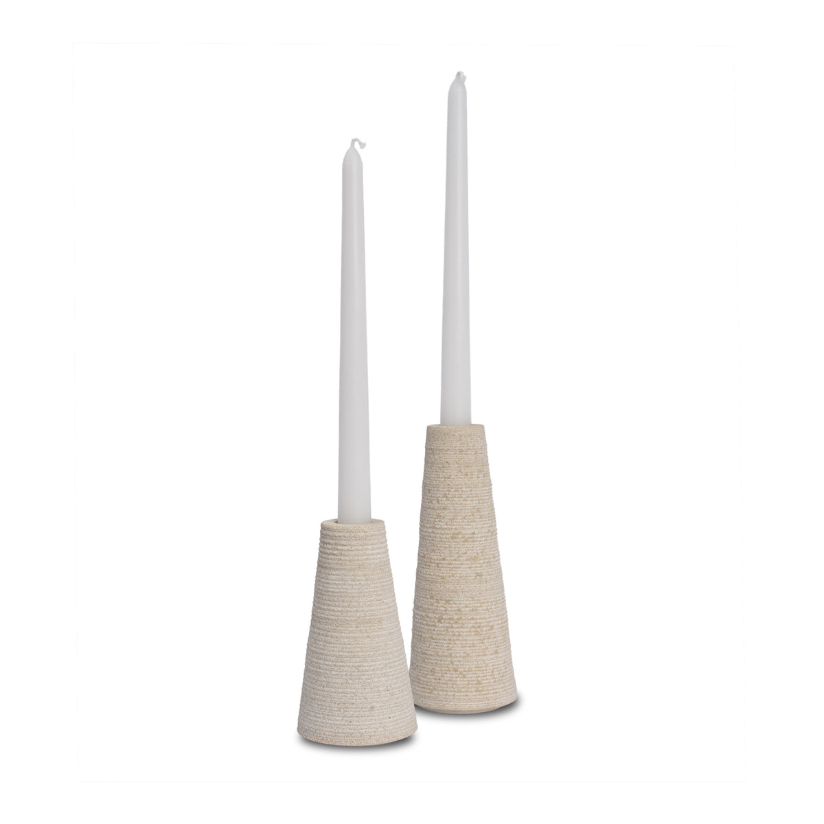 Cono Off-White Marble Cone Shaped Candle Holders (Set of 2)-thumbmail-1