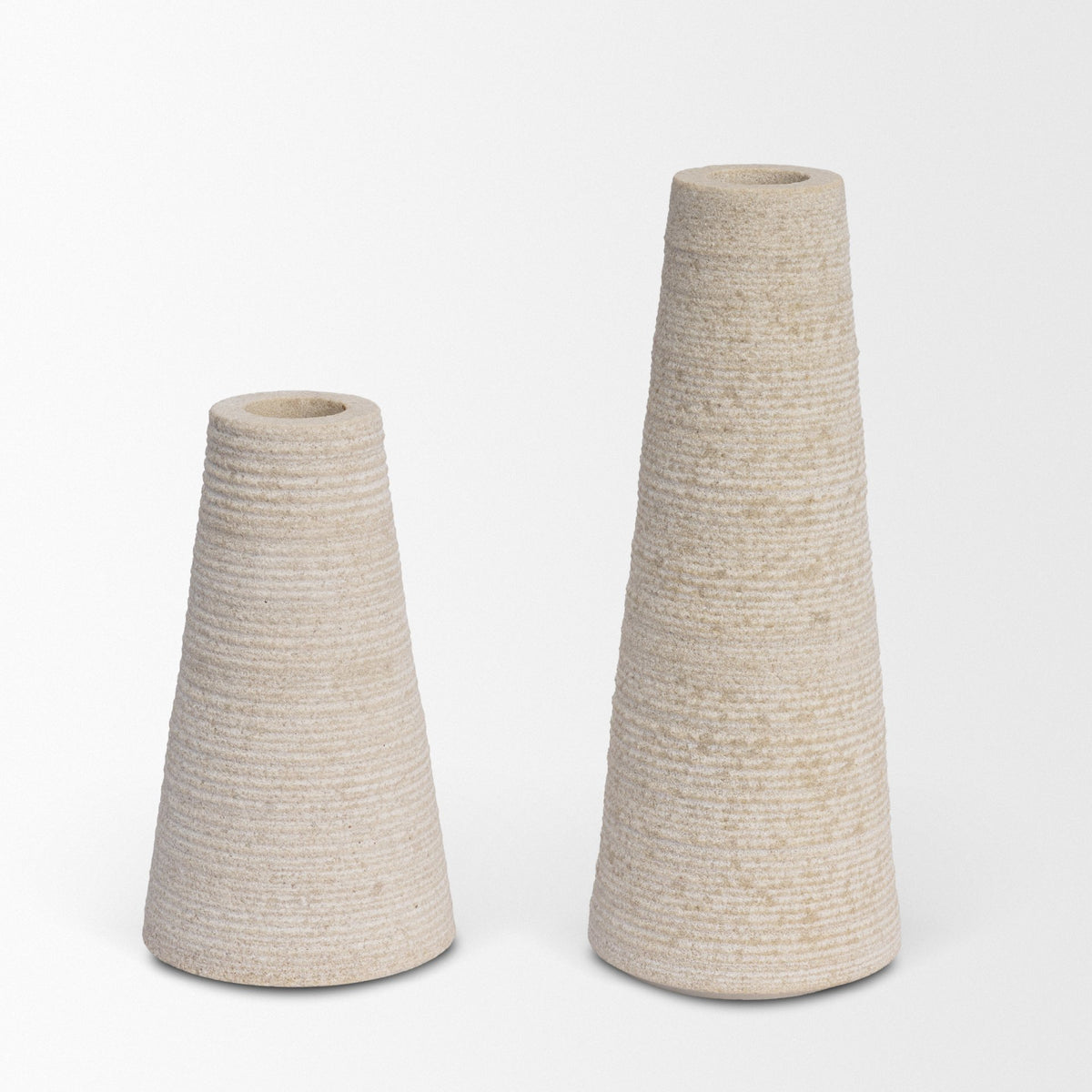 Cono Off-White Marble Cone Shaped Candle Holders (Set of 2)-thumbmail-2