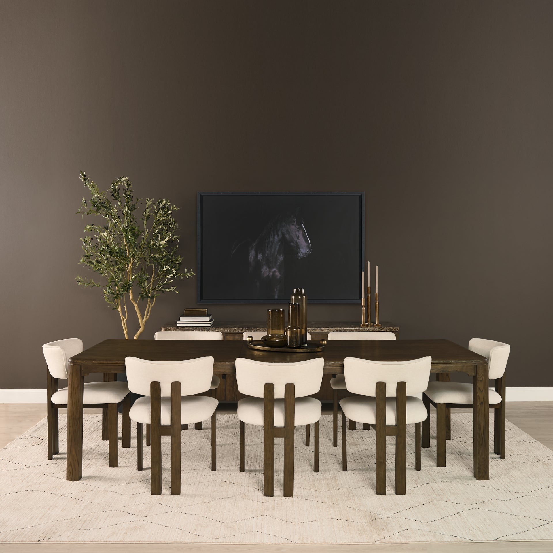 Kendrix 84" Dark Brown Oak Wood Extendable Rectangular Dining Table-thumbmail-4