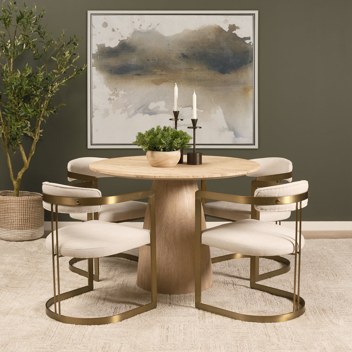 Allyson 42" Round Pedestal Dining Table | Light Brown Wood | Seats 4-thumbmail-7