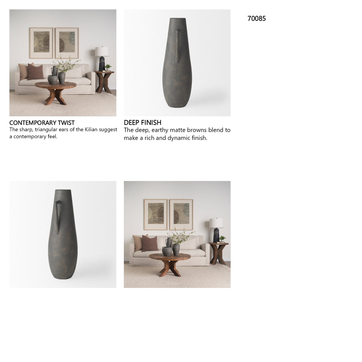 Kilian Tall Matte Brown-Gray Double Ear Vase-thumbmail-4