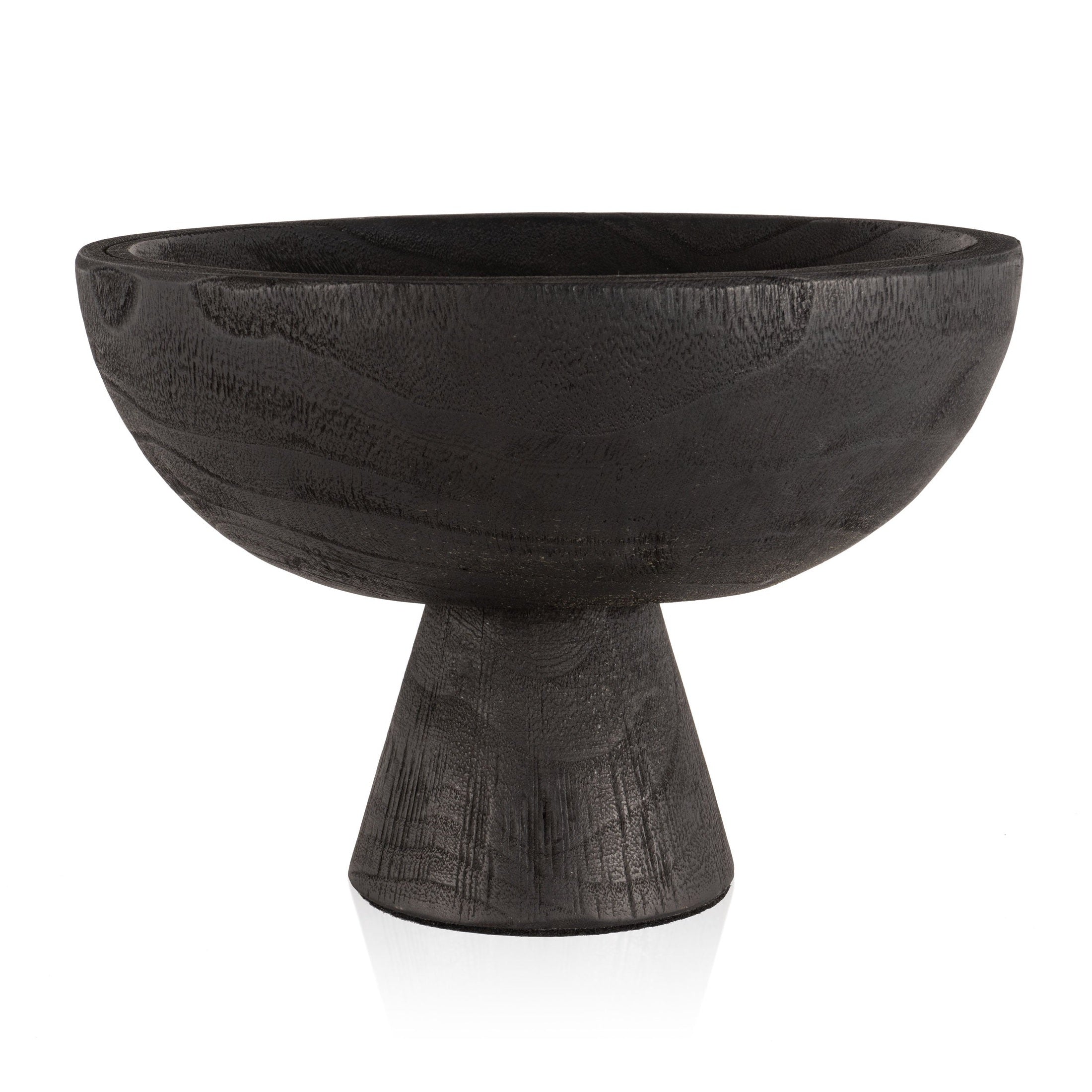 Brixton, Decorative Wood Pedestal Bowl, Black-thumbmail-1