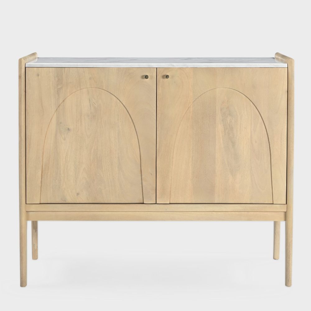 Arc 2 Door Cabinet, Natural with Marble Top-thumbmail-1