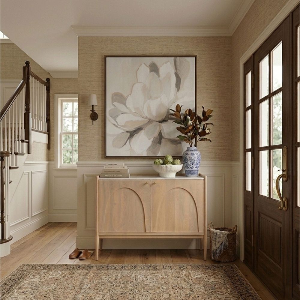 Arc 2 Door Cabinet, Natural with Marble Top-thumbmail-3