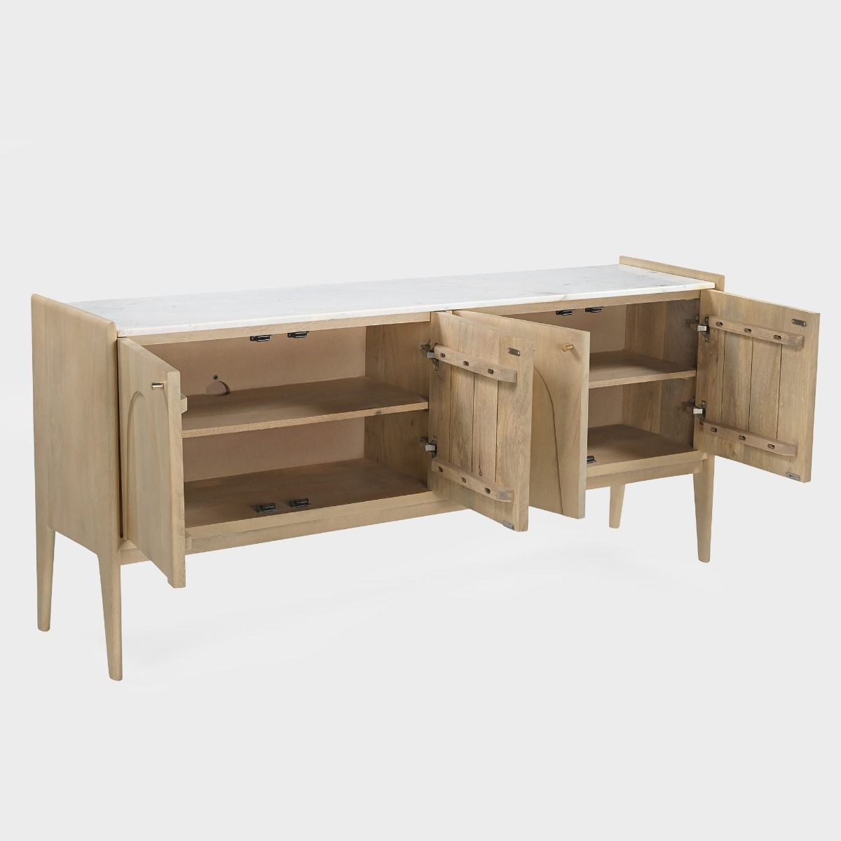 Arc 4 Door Sideboard, Natural with Marble Top-thumbmail-3