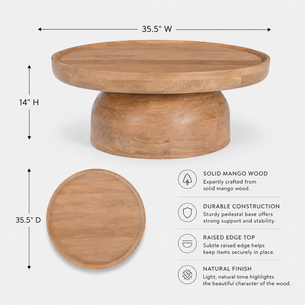 Kova Round Coffee Table, Light Walnut-thumbmail-4