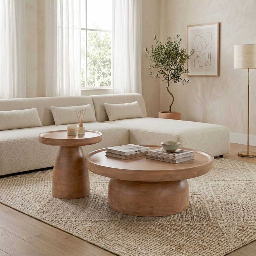 Kova Round Coffee Table, Light Walnut-thumbmail-2