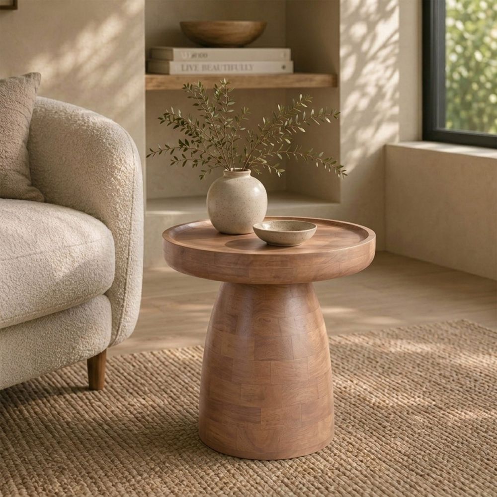 Kova Round Side Table, Light Walnut-thumbmail-2
