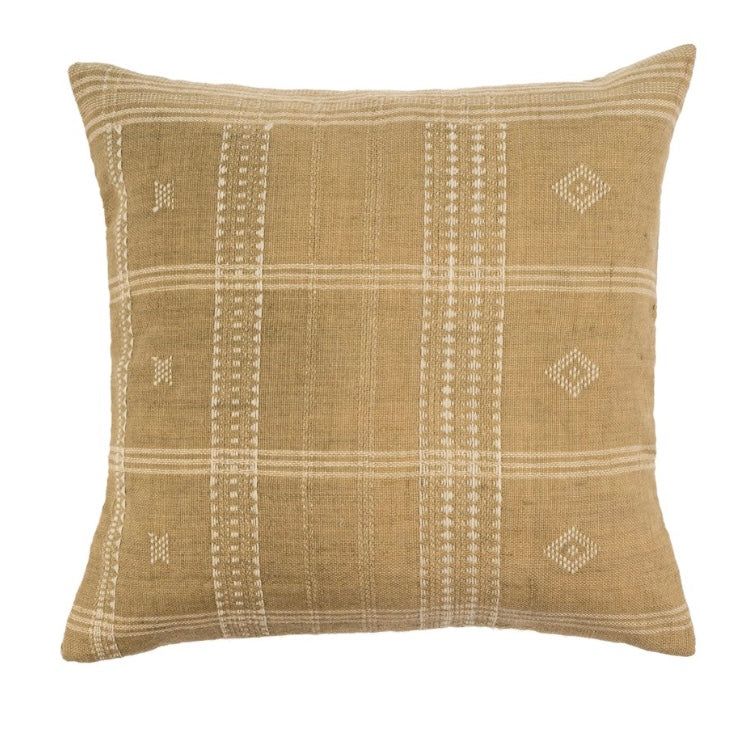 20x20 Bhujodi Wool Handloom Pillow, Beige