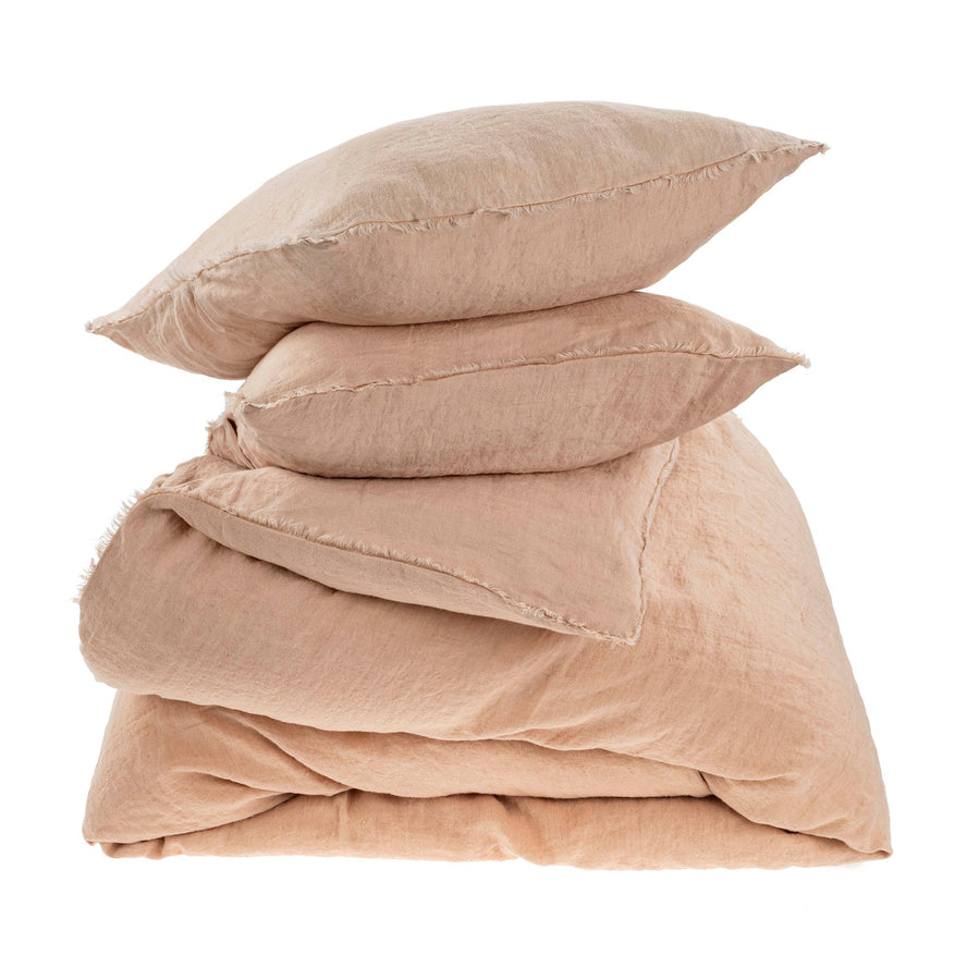 Lina Linen Queen Duvet Set, Peony