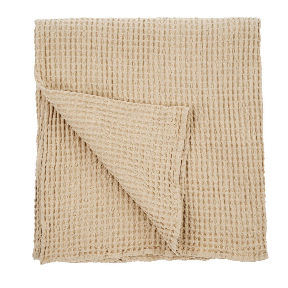 Stonewashed Waffle Bed Blanket Cream