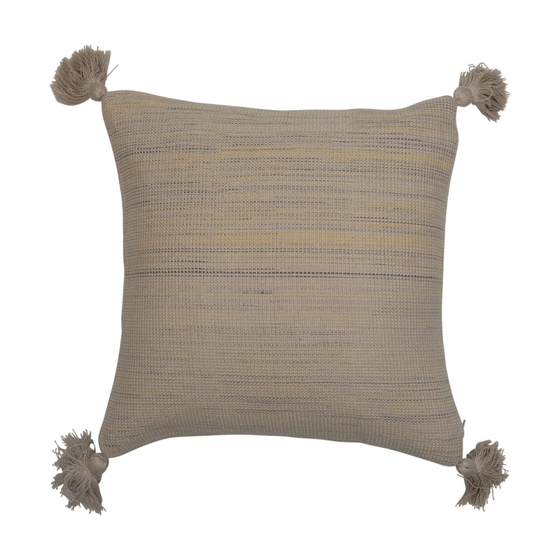 20" Woven Cotton Pillow With Tassels