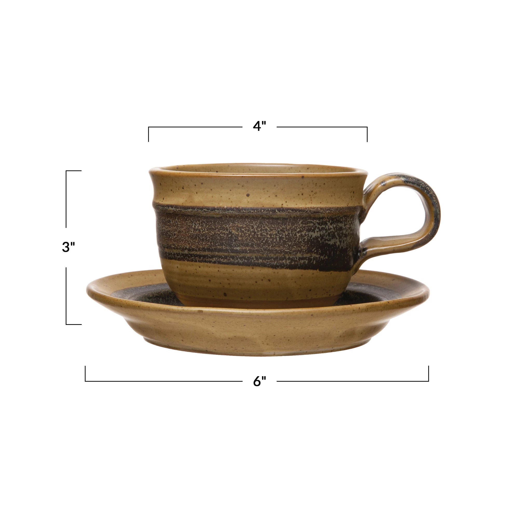 Stoneware Mug with Saucer - Set of 2