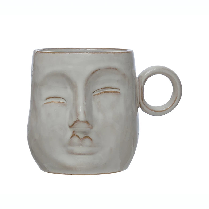 Stoneware Face Mug - Reactive Glaze