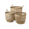 Bowie Medium Brown Seagrass Round Basket W/ Handles