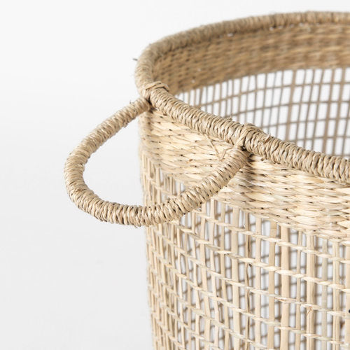 Bowie Medium Brown Seagrass Round Basket W/ Handles-thumbmail-5
