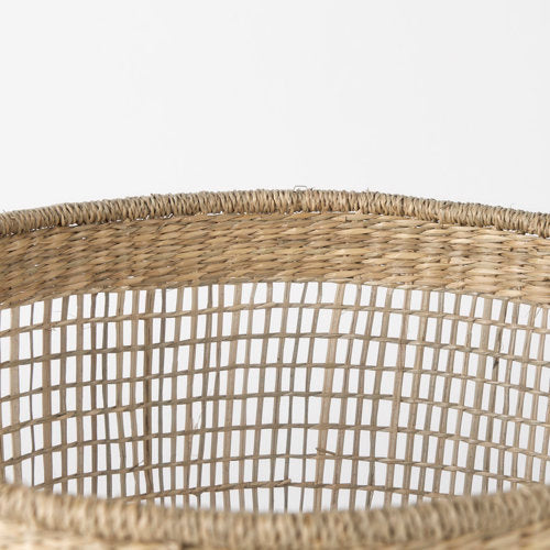 Bowie Medium Brown Seagrass Round Basket W/ Handles-thumbmail-6