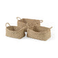 Emra Light Brown Seagrass Rectangular Basket W/ Handles