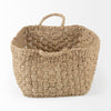 Emra Light Brown Seagrass Rectangular Basket W/ Handles