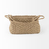 Emra Light Brown Seagrass Rectangular Basket W/ Handles