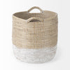 Maddie Light Brown W/(White/Black) Dipped Seagrass Round Basket W/ Handles