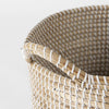 Maddie Light Brown W/(White/Black) Dipped Seagrass Round Basket W/ Handles