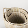 Maddie Light Brown W/(White/Black) Dipped Seagrass Round Basket W/ Handles