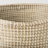 Maddie Light Brown W/(White/Black) Dipped Seagrass Round Basket W/ Handles