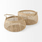 Nova Light Brown Seagrass Woven Round Basket W/ Long Handle