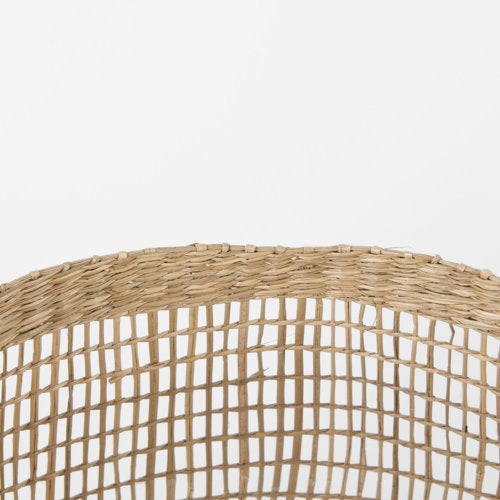 Nova Light Brown Seagrass Woven Round Basket W/ Long Handle