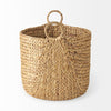 Sivan Light Brown Water Hyacinth Round Basket W/ Handles