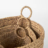 Sivan Light Brown Water Hyacinth Round Basket W/ Handles