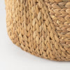 Sivan Light Brown Water Hyacinth Round Basket W/ Handles