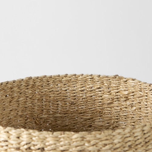 Sivannah Light Brown and Medium Brown Striped Seagrass Round Basket-thumbmail-5