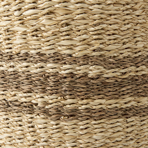 Sivannah Light Brown and Medium Brown Striped Seagrass Round Basket-thumbmail-6