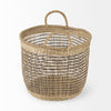 Triopas Brown Seagrass Round Basket W/ Handles