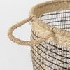 Triopas Brown Seagrass Round Basket W/ Handles