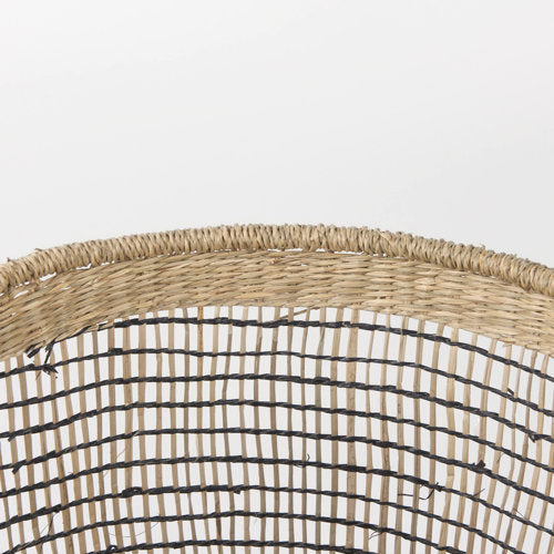 Triopas Brown Seagrass Round Basket W/ Handles