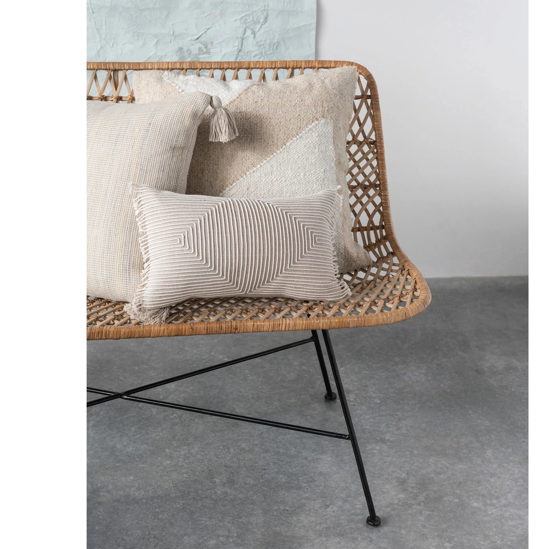 20" Woven Cotton Pillow With Tassels