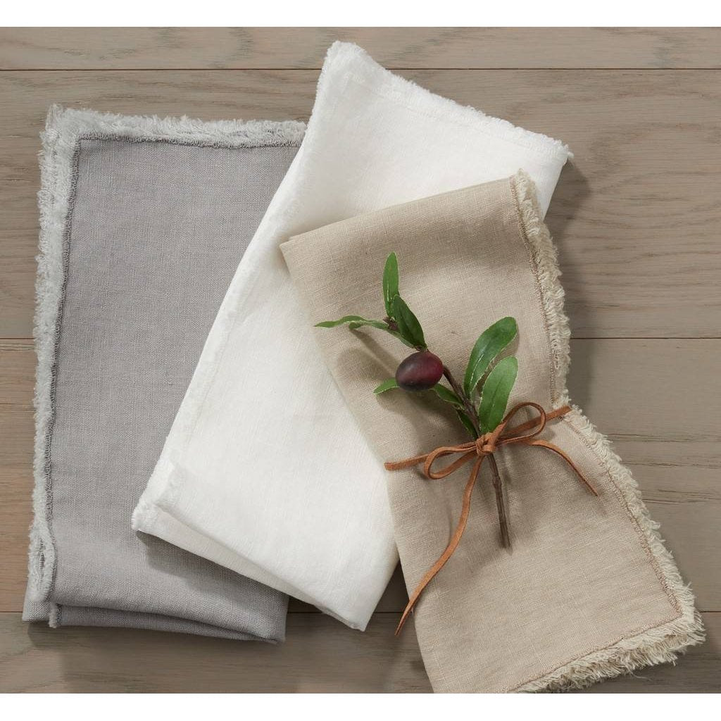 Fringe Linen Table Napkins (Set of 4) 20" - Natural-thumbmail-3
