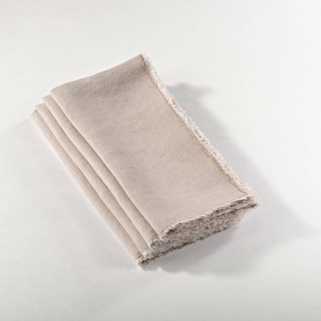 Fringe Linen Table Napkins (Set of 4) 20" - Natural-thumbmail-1
