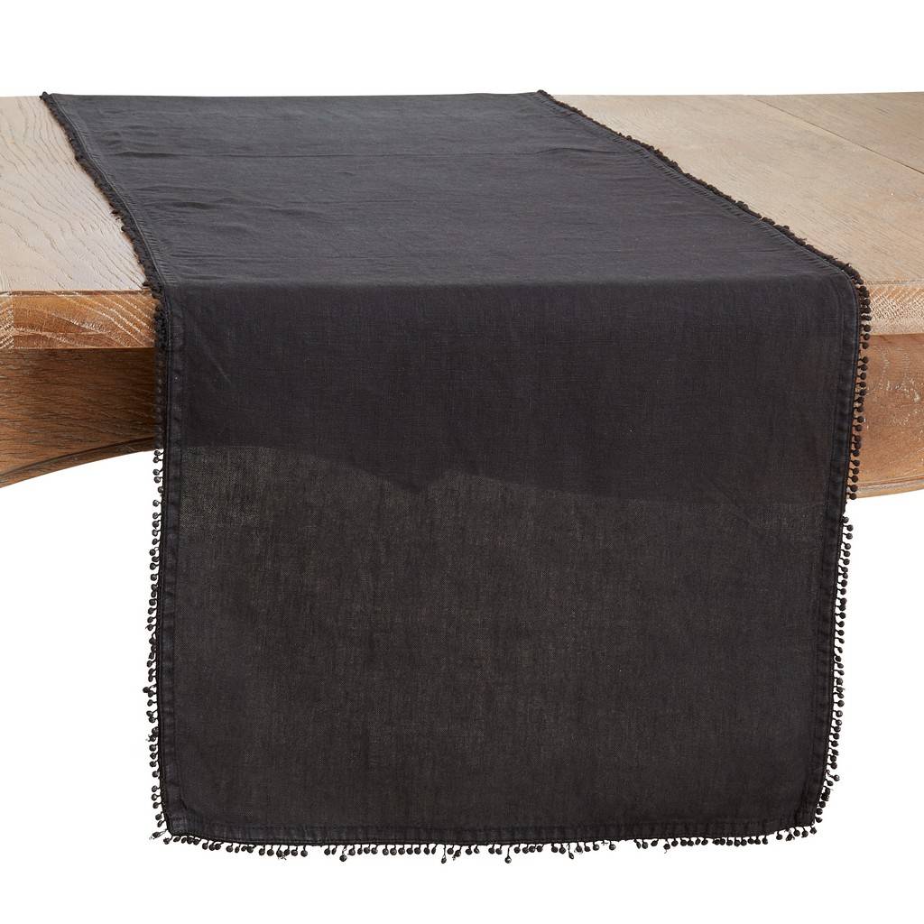 Pom Pom Design Table Runner - Black